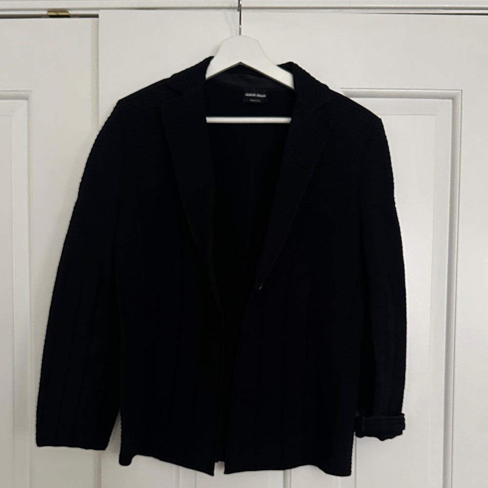 Giorgio Armani Black Textured Blazer Jacket Made in Italy | Minimalist Luxury